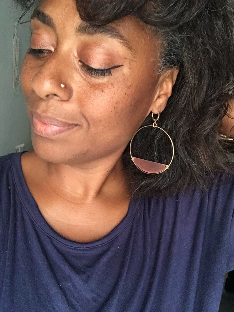 Chunky Gold Hoops, Large copper hoop earrings/black owned jewelry shop, brass bohemian hoop earrings black women owned shop, Iōanna Earrings image 3