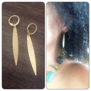 Gold Shard Earrings Lightweight Brass Earrings Modern Drop Earrings, Simple, Minimalist Earrings, black women owned shop gifts under 30 image 1