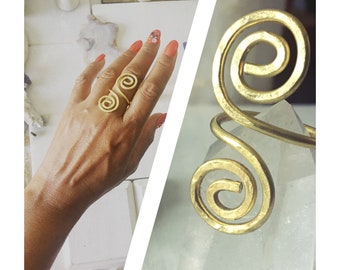 Abigail Double Spiral Brass Ring, adjustable ring, black owned shop, RG005, black owned Etsy shop, black women run business ,  Gift For Her