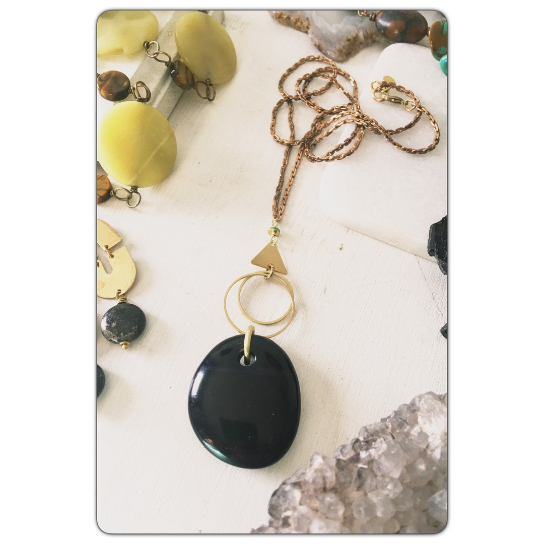 Navy Blue Goldstone Necklace Black Owned Jewelry Shop Etsy
