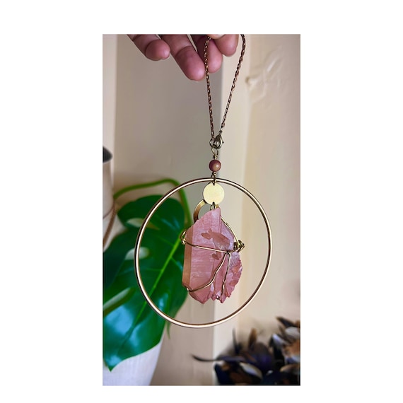 Tangerine Quartz Sun-catcher, Quartz Crystal Wall Art Latouche