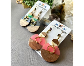 Boho Wood Earrings - Elegant Jewelry, For Her, Earthy, Mom, Girlfriend, Wife, Statement, Wedding, Dangle, Statement Earrings