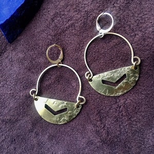 Gold Hoops earrings, black owned shop, boho hoop earrings, black owned shops, black women run business, hammered brass hoop earrings