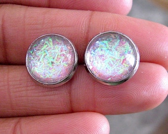 Be Dazzling - Mulit Color Shimmer Post Stud Earrings - clear shimmer earrings - Jewelry shimmer - glitter earrings