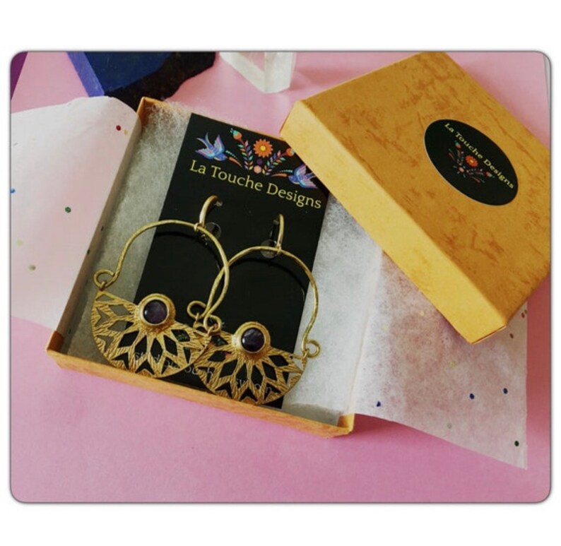 Chunky Gold Hoops, Large copper hoop earrings/black owned jewelry shop, brass bohemian hoop earrings black women owned shop, Iōanna Earrings image 5