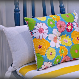 Decorative Pillow, Ticking Pillow, Flower Pillow, Lavender Pillow, Floral Pillow, Cotton Pillow, Accent Pillow, Small Pillow image 1