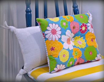 Decorative Pillow, Ticking Pillow, Flower Pillow, Lavender Pillow, Floral Pillow, Cotton Pillow,  Accent Pillow, Small Pillow