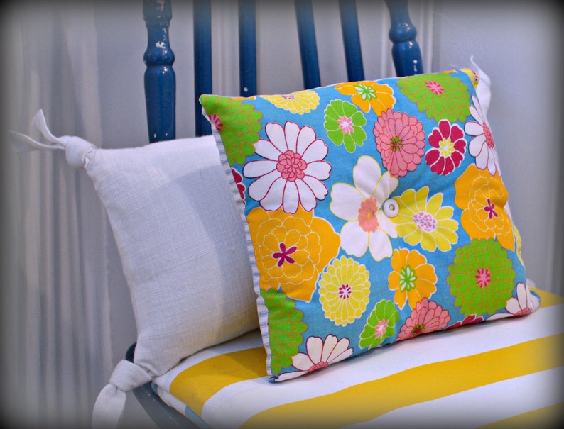 Decorative Pillow, Ticking Pillow, Flower Pillow, Lavender Pillow, Floral Pillow, Cotton Pillow, Accent Pillow, Small Pillow image 1
