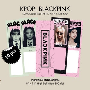 10 KPOP Blackpink Scoolbies Aesthetic with Note Pad DIY Printable Bookmark | Digital Download