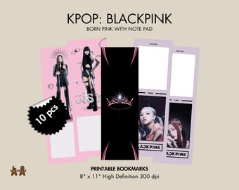 10 KPOP Blackpink Born Pink with Note Pad DIY Vintage Printable Bookmark | Digital Download