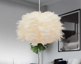 Single White Gefieder Modernes Design Küche und Wohnzimmer Pendelleuchte Kronleuchter, Beleuchtung, Downy Beleuchtung