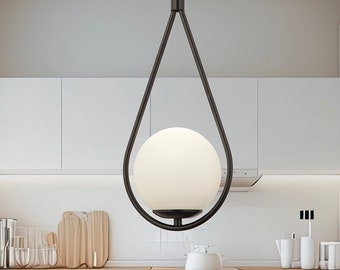 Single Black Pendant Lamp White Glass Modern Pendant Lamp Kitchen and Living Room Pendant Lamp Chandelier , Gift Modern Design Chandelier