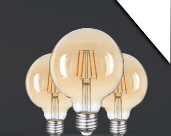 E27 Rustikale Glühbirne 6 Watt 2500k Tageslicht G95 mit Led Filament