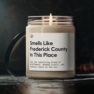 Smells Like Frederick County In This Place, Aromatic Soy Candle, Frederick County, MD Souvenir, Unique Location Gift, Memory Candle