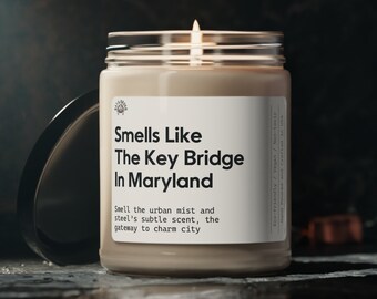 Riecht nach dem Schlüssel „Brücke in Maryland“ Kerze, Brücke-Themenkerze, Maryland-Einweihungsgeschenk, Maryland-Umzugskerze, Charm-City-Erinnerung
