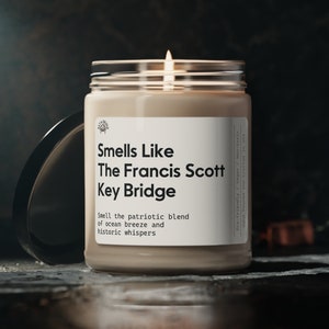 Francis Scott Key Bridge Scented Candle, Baltimore Housewarming Gift, Patriotic Themed Candle, Moving Present, Maryland Gift, 9oz Soy Wax