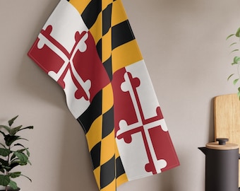 Maryland Flag Kitchen Towel, Cotton or Polyester, Maryland Gift