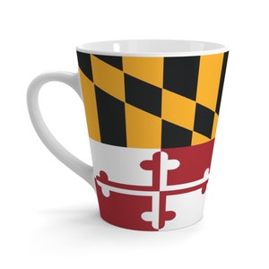 Maryland Flag Cup, Maryland Mug, Flag Coffee Cup, Premium Ceramic Coffee Cup, Unique Gift for Coffee Lover, 12oz, Maryland Mug, Latte Cup