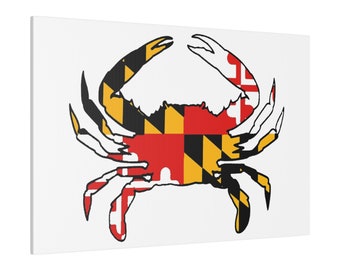 Maryland Crab Flagge Leinwand Kunst, Flagge Leinwand, Maryland Geschenke, Krabbe Dekor, Baltimore Dekor, Maryland Dekor, Housewarming Geschenk, Maryland Flagge