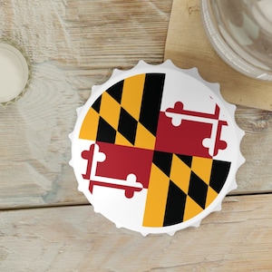 Maryland Flag Bottle Opener, Magnetic back, Grip assistance, Maryland Flag, Baltimore Decor, Housewarming Gift, Maryland Décor