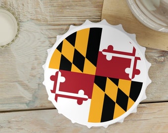 Maryland Flagge Flaschenöffner, Magnet Rückseite, Griffhilfe, Maryland Flagge, Baltimore Decor, Housewarming Geschenk, Maryland Décor