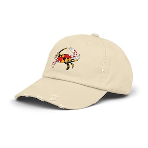 Maryland Flag Crab Distressed Baseball Cap, Adjustable Unisex Hat, Unique Gift, Maryland Blue Crab, MD Flag, Crab Hat, Dad Hat, Maryland Hat