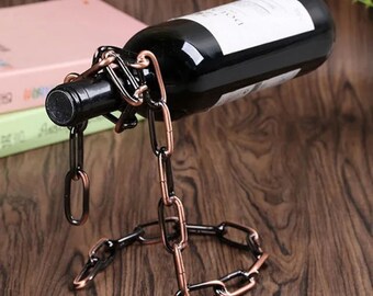 Wine Rack Suspended Chain, Hanging Metal Wine Holder, Wine Bottle Stand Holder, Decoration Living Room, Ornaments, Unique Gift