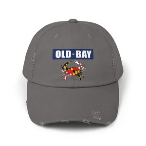 Old Bay Maryland Crab Hat - Maryland Flagge Krabbe Distressed Baseballkappe, verstellbarer Unisex Hut, einzigartiges Geschenk, Maryland Blue Crab, MD Flagge, A +