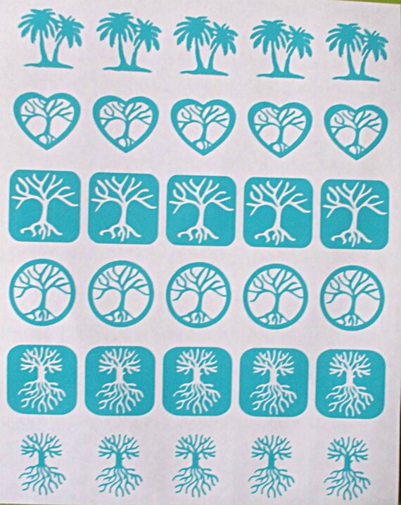 Dichroic Fused Glass Etching Stencils Vinyl Trees 2 Stencils Etsy