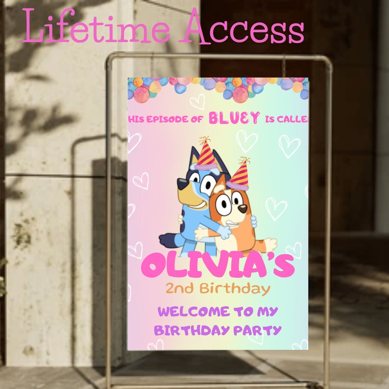 Bluey Welcomesign Editable Bluey Welcome Sign, Blue Dog Birthday Party Sign, Bluey ...