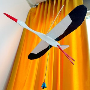 Flying Stork Nursery Mobile | Gender Neutral Baby Shower Gift | stork baby shower favor | flying bird | Wooden Toy
