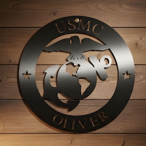 Custom US Marine Corps Metal Sign, Personalized USMC Wall Art, Marine Gift, Metal Sign Art Military, Navy Sign, Mancave Decor, USMC Gift