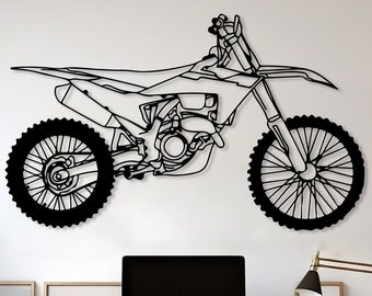Motorcycle Decor Metal Wall Art, Motorcycle Racers Line Art, Cross Motorcycle Decor,Sport Motorcycle Decor,Motorcycle Garage Wall Decor