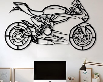 Sport Motorcycle Wall Art, Racing Motorcycle Art, Motorcycle Line Art, Motorcycle Race Lover Gift, Large Motorcycle Gift, Man Cave Decor