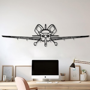 Metal Training Airplane Sculpture, Aviation Themed New Pilot Gift, Business Jet Metal Line Art, Aircraft Metal Decor, Flight Enthusiast Gift
