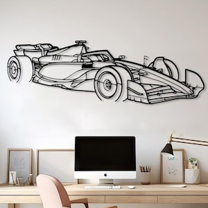 Performance racewagen decor metalen muur kunst, auto racer cadeau, auto game room decor idee, metalen sportwagen hoekweergave, racer mannen auto cadeau Black
