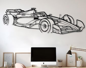Performance Racing Car Decor Metal Wall Art, Car Racer Gift, Car Game Room Decor Idea, Metal Sport Car Angle View, Racer Men Car Gift