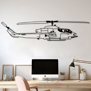 Attack Military Helicopter Decor Metal Wall Art, Legacy Super Attack Helicopter, Helicopter Pilot Gift, Veterans Gift, Army Pilot Gift
