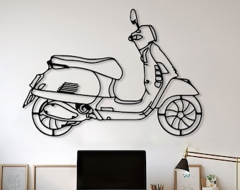 Scooter Motorcycle Decor Wall Art, Classic Moped Wall Decor, Women Rider Gift, City Motorbike, Italian Style Moped,Design Daily Scooter