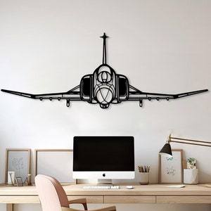 Arte de pared de metal con avión de combate moderno F-4, decoración de metal con avión, regalo de aviación para él, arte de pared con aviones militares, regalo de decoración de habitación de piloto