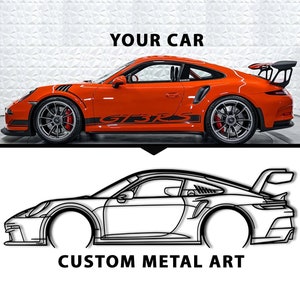 Custom Car Silhouette Metal Wall Art, Personalized Your Own Car, Car Lovers Men Gift Idea, Car Garage Wall Sign,Racing Automobile Wall Decor