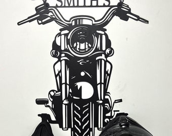Custom Motorcycle Helmet Holder Metal Art, Personalized Motorcycle Guy Gift, Fathers Day Gift, Motorcycle Men Gift,Biker Metal Helmet Holder