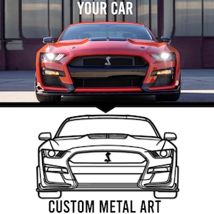 Personalisierte Ihr Auto Vorderansicht Metallauto aART, individuelles Autoschild, Auto-Liebhaber-Geschenk, Metallauto-Wandkunst, Auto-Metallwandschild, kundenspezifisches Autogeschenk
