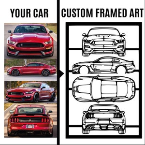 Custom Car Decor Framed Metal Wall Art, Framed Car Lover Gift, Your Own Car Angle View, Custom Car Garage Decor, Automobile Lover Gift