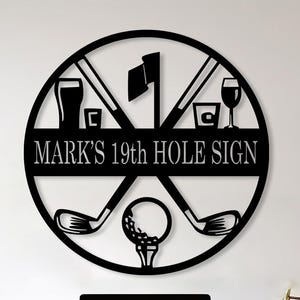 Custom Golf 19th Hole Metal Sign, Golf Lover Dad Gift, Golf Clubhouse Sign, Golf Man Cave Decor, Golf Bar Sign, Golfer Father Gift