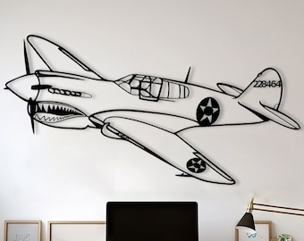 Aircraft Metal Wall Decoration Art,American Military Plane Decor,Famous Aircraft Line Art,Best Pilot Gift,Aviator Men Gift,Attack Aircraft