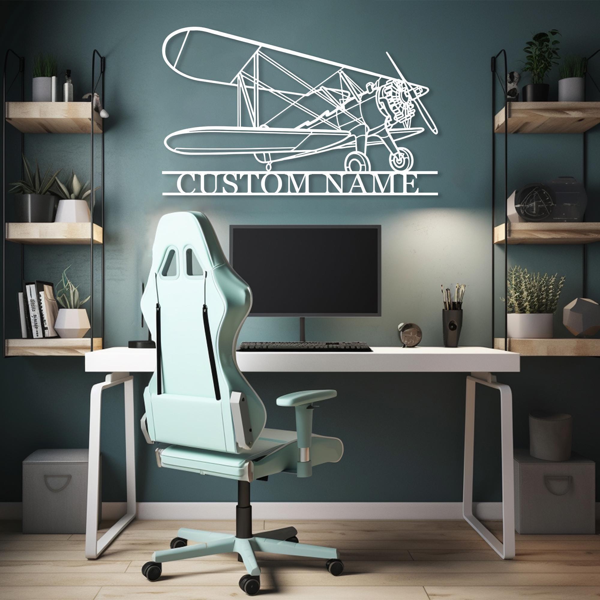 Customized Metal Airplane Wall Decor, Personalized Name Aircraft Sign ...