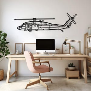 Black Hawk Helicopter Metal Wall Art, Helicopter Pilot Gift Idea, Military Aviation Decor, Army Helicopter Gift, Military Aircraft Wall Sign