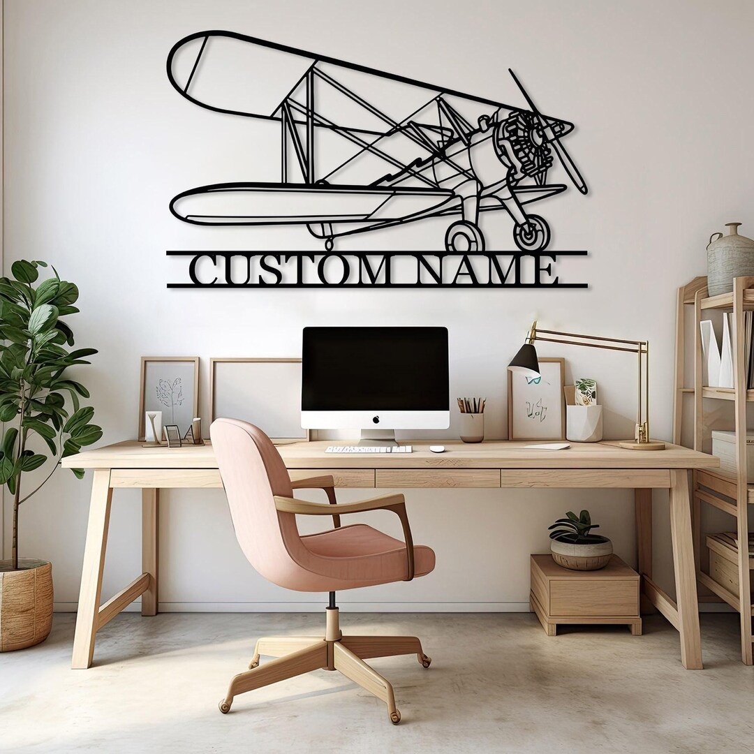 Customized Metal Airplane Wall Decor, Personalized Name Aircraft Sign ...