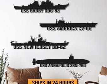 Custom Navy Warships Metal Wall Sign, Navy Veterans Gift, Personalized Battleship Metal Sign, Navy Dad Gift, Navy Metal Decor, Men Navy Gift